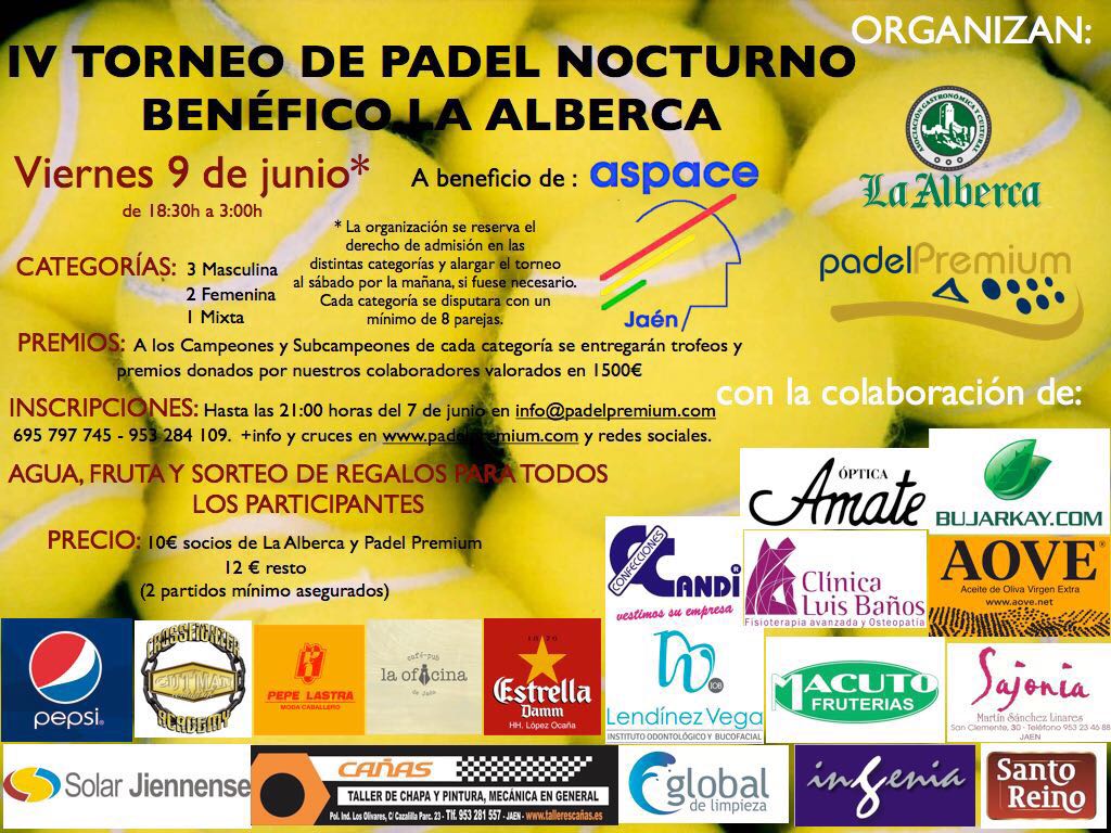 IV Torneo de padel nocturno benéfico La Alberca a favor de Aspace Jaén